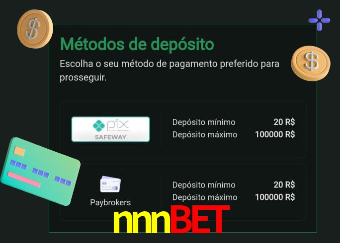 O cassino nnnbet oferece uma grande variedade de métodos de pagamento